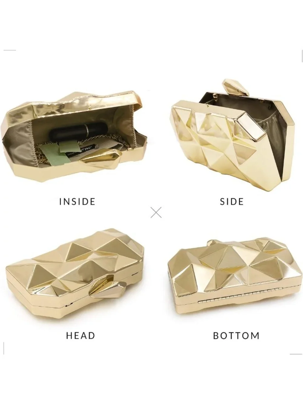 Chic Metallic Clutch Purse for Women | Elegant Evening Bag | Alloy Shell Design